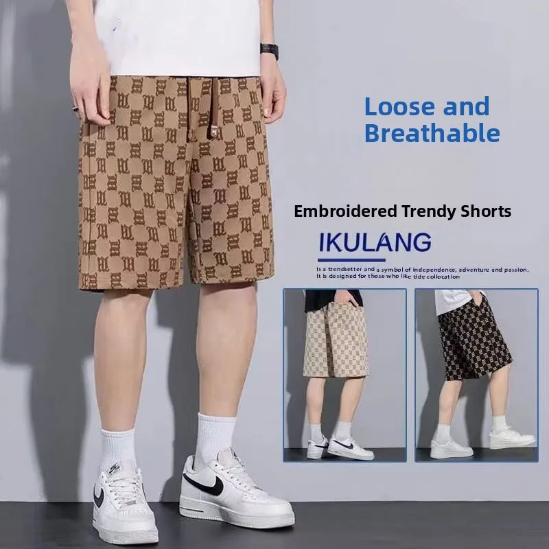 Men's Summer Qui Dry Beach Five-Quarter Casual orts Loose Fit Spor Four-Quarter Pants Straight Leg ket Detail