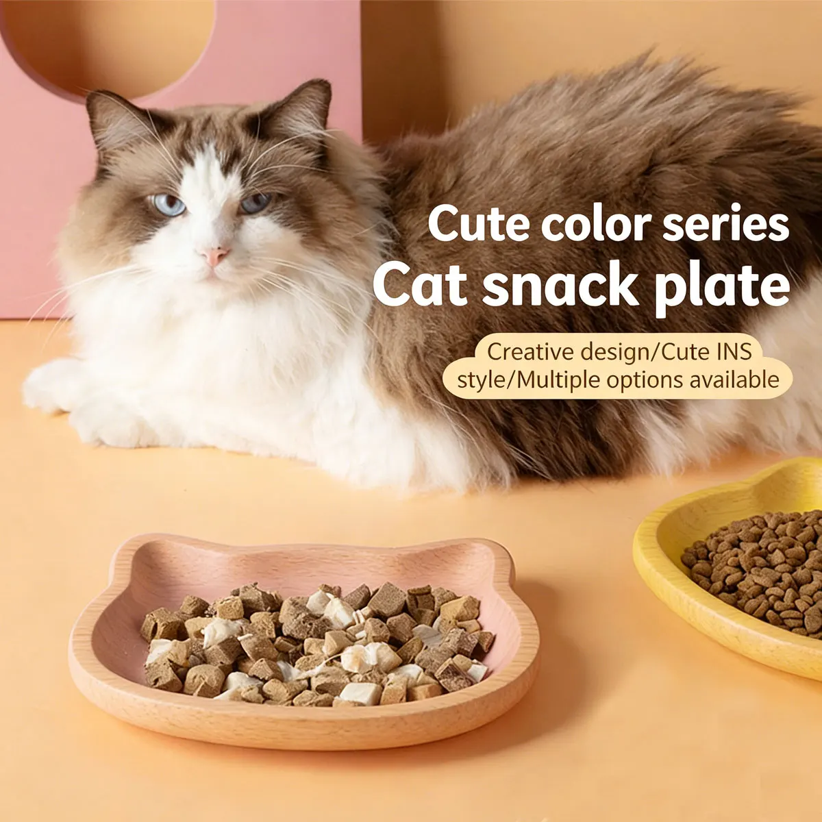 1 Pc Pet Cat Bowl Canned Snacks Freeze-dried Meals Plastic Food Bowl With Cute Cat Ears