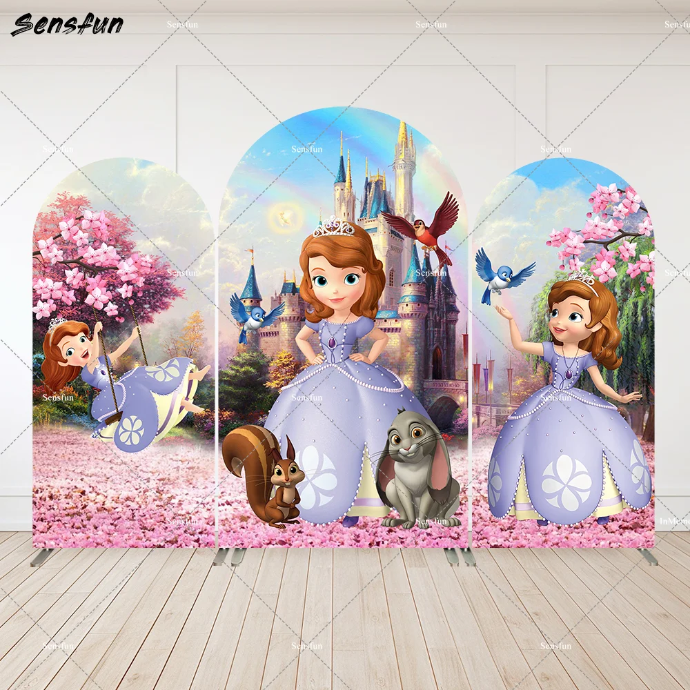 

Sofia Arch Backdrop Wall Girls Birthday Party Decor Baby Shower Little Princess Sofia Arched Cover Background Cake Table Banner