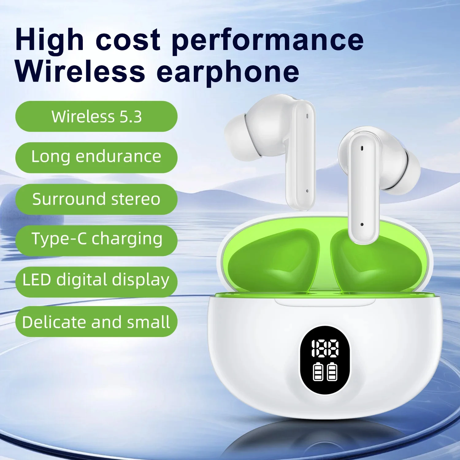 

New Wireless Dynamic Headphones Bluetooth 5.3 Noise Reduce Earbuds Waterproof Sports Games Headsets HIFI sound Digital