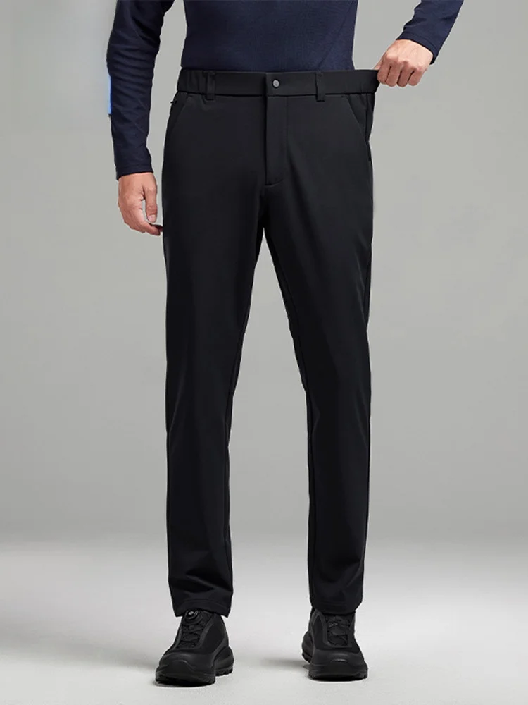 

Rn мужские повседневные брюки с прямыми штанинами на подкладке, повседневные зимние теплые брюки со средней талией и пуговицами