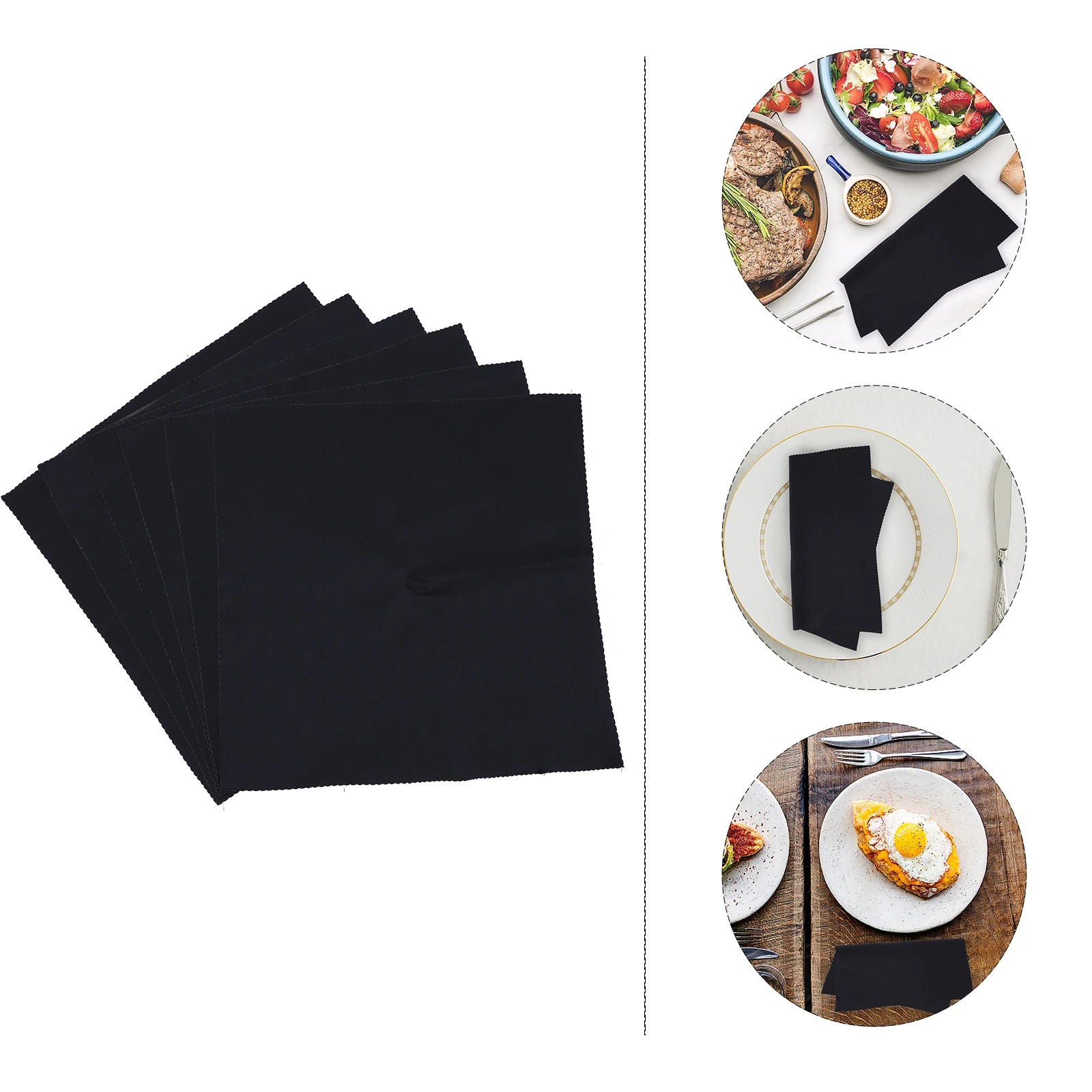 

6pcs Dinner Napkin Plain Western Restaurant Napkin Elegant Cloth For Home Hotel Party Use Machine Washable Black