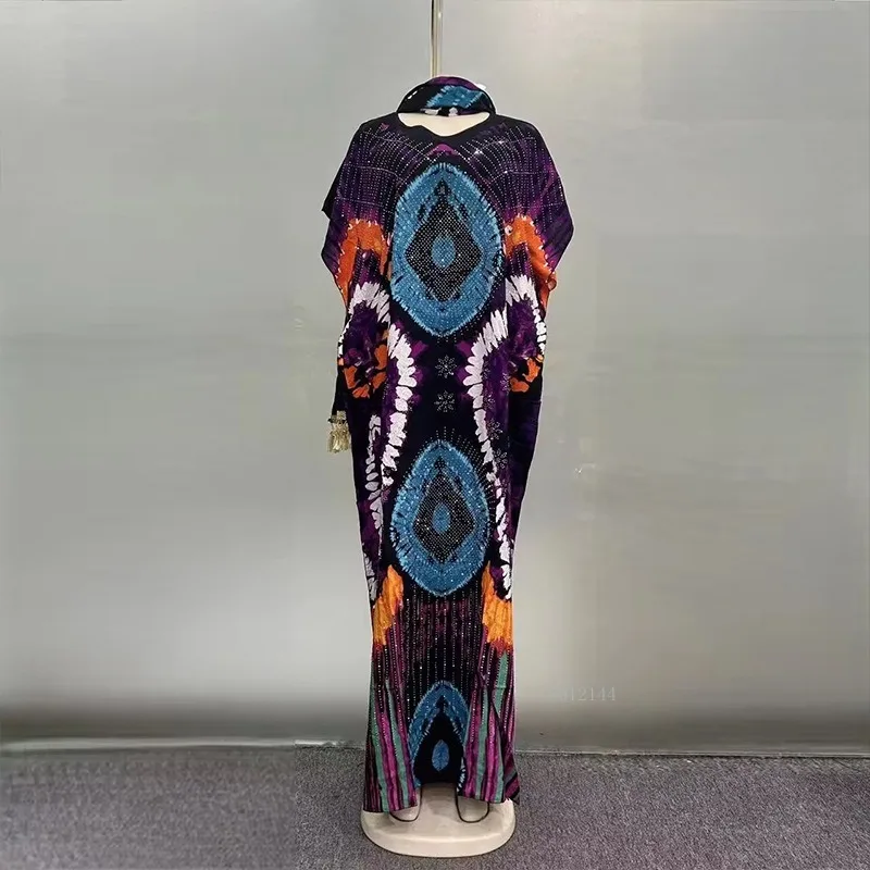 Elegantes Blumen-Abaya, bescheidenes modisches Kleid, muslimische Baumwoll-Gebetsrobe für Frauen, Dubai, islamische Kleidung mit Schal