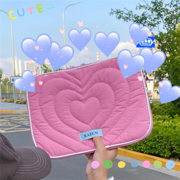 Pokrowce na laptopa Ins Korea Heart Cute 11 13.6 14 15 15.6 cali, etui na Macbook Air, iPad Pro, torba do przenoszenia laptopa, akcesoria komputerowe