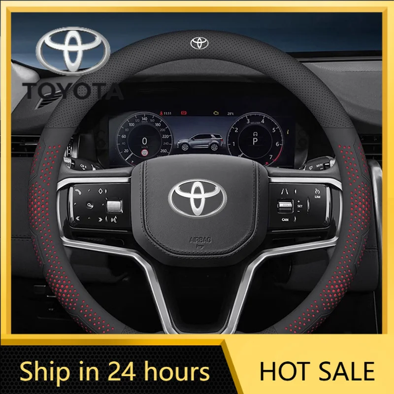 

Car Stickers For Toyota 2026 Hot 38cm Diameter Leather Car Steering Wheel Cover For Toyota Corolla Aygo CHR Camry Rav4 Non-slip
