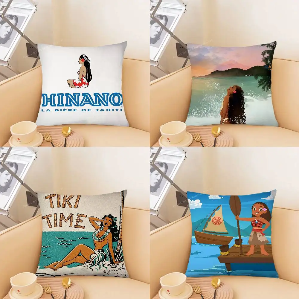 1pc Hinano Tahiti Girl Polynesia Beach Pillow Case Fashion Square Pillowcase Bedroom Sofa Room Ins Decoration Leisure