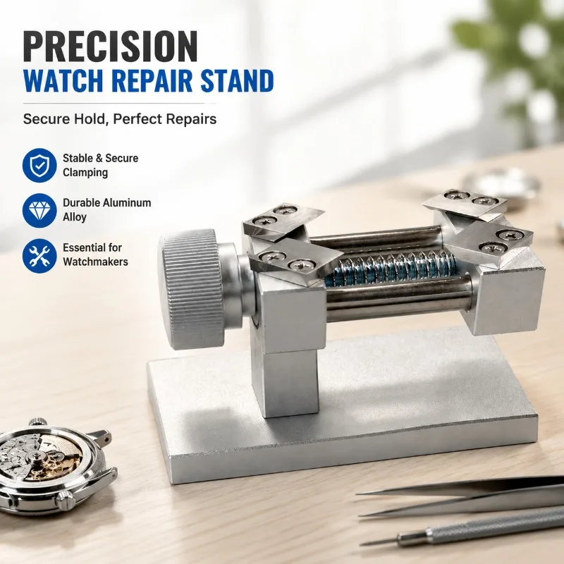 Silver Aluminum‑alloy Watch‑repair Holder Fixture Adjustable Timepiece Fixing Vise Sturdy Disassembly Accessory for Manual