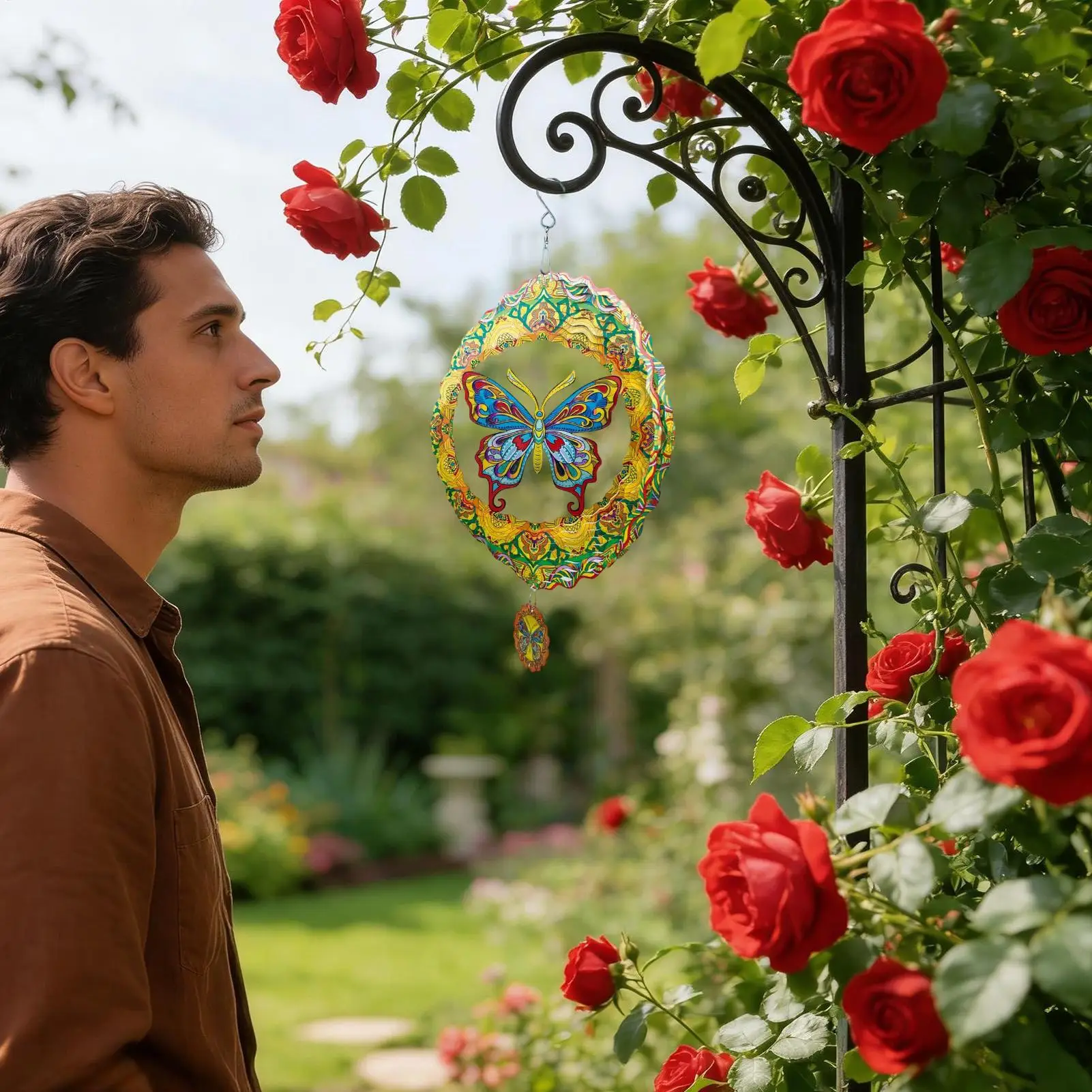 

Metal Butterfly Wind Spinners Outdoor Rustic Porch Decor Metal Art Outside Wind Sculpture For Patio Porch Backyard Courtyard