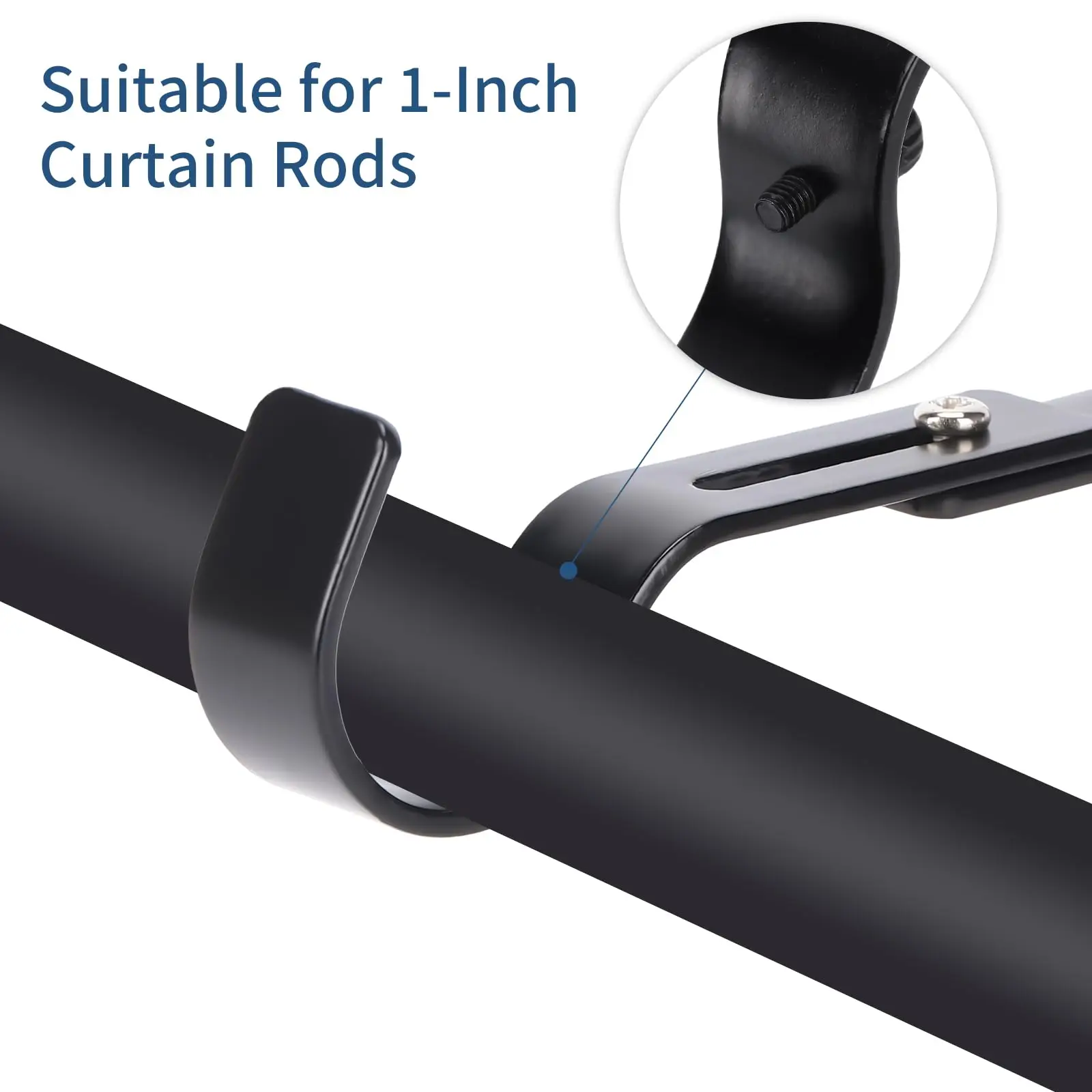 Premium Curtain Rod Brackets - 2 Pack Adjustable Wall Mounts, Curtain Rod Holders for 1 Inch Rod -Black