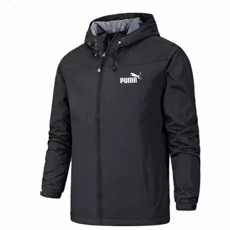Spring Autumn's New Men's Casual Fashionable Outdoor Sports Windproof Waterproof Zipper Hooded Windbreaker Jacket