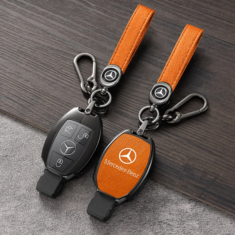 Zinc Alloy Leather Car Key Case Cover For Mercedes Benz A B C E R Class GLS GLA GLK GLC CLS CLA AMG W204 W205 W212 W463 W176