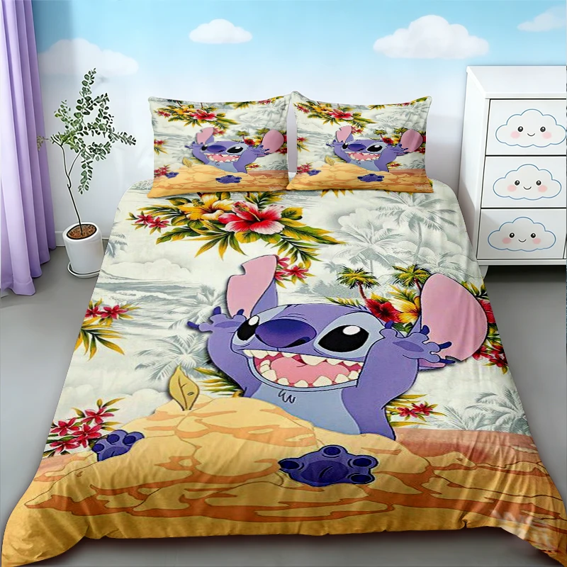 

Duvet Cover Set Stitch Lilo Cartoon Quilt Cover Bedding Set Queen King Full Size for Children Teens Bedroom Home Decor