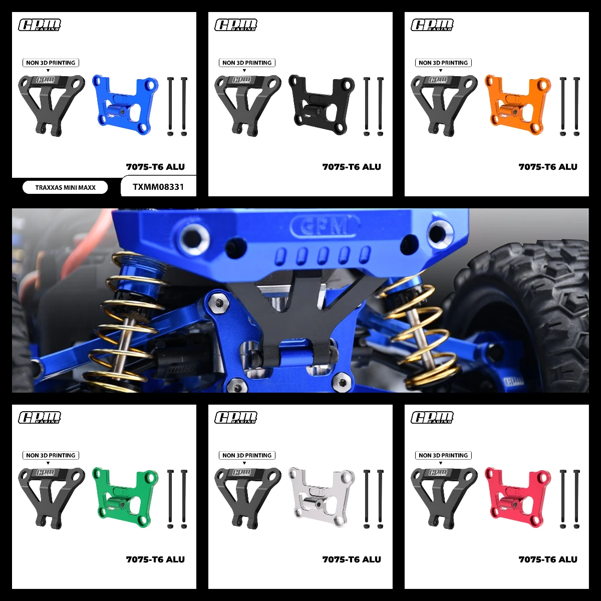 

GPM 7075Alu Front Bulkhead Mount Strengthen & Bumper Support Mount TRA Mini Maxx