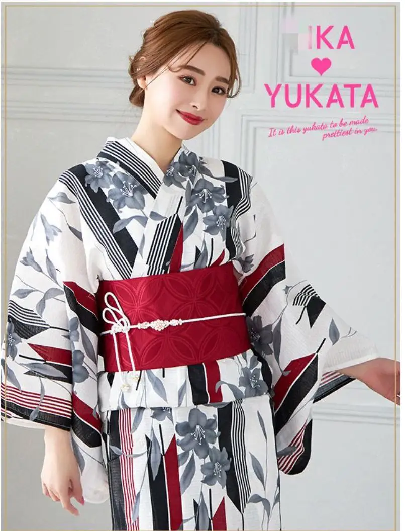 

Japanese Kimono Yukata Female Traditional Style Pure Cotton Fabric Japan Travel Photo Clothing Fashion