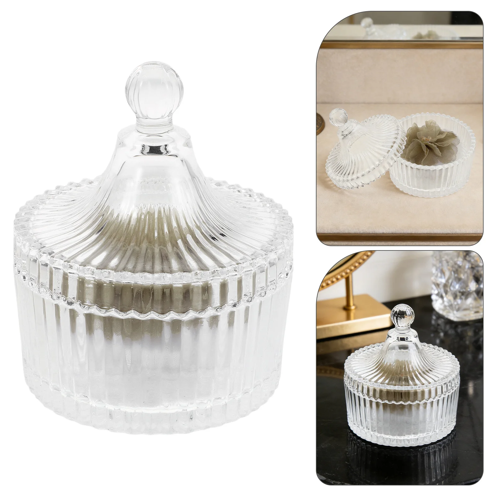 장식용 유리병에 담긴 양면 파우더 퍼프 부드러운 벨루어와 꽃무늬 리본 디자인 얼굴과 몸에 사용하는 대형 그립 어플리케이터