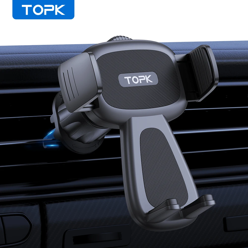 TOPK Car Phone Holder Mount for Vent, Military Sturdy Metal Clip Air Vent Phone Holder Mount for iPhone 16 15 14 13 12 Pro Max