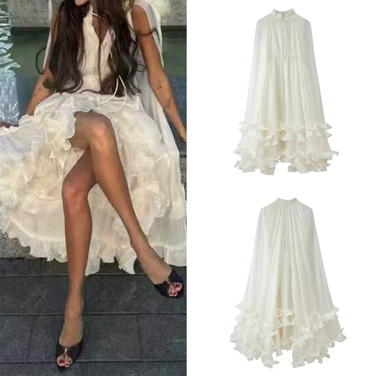 

Элегантное длинное платье с юбкой-клеш для женщин, осень 2025: Модное, уникальное, женственное, стильное.