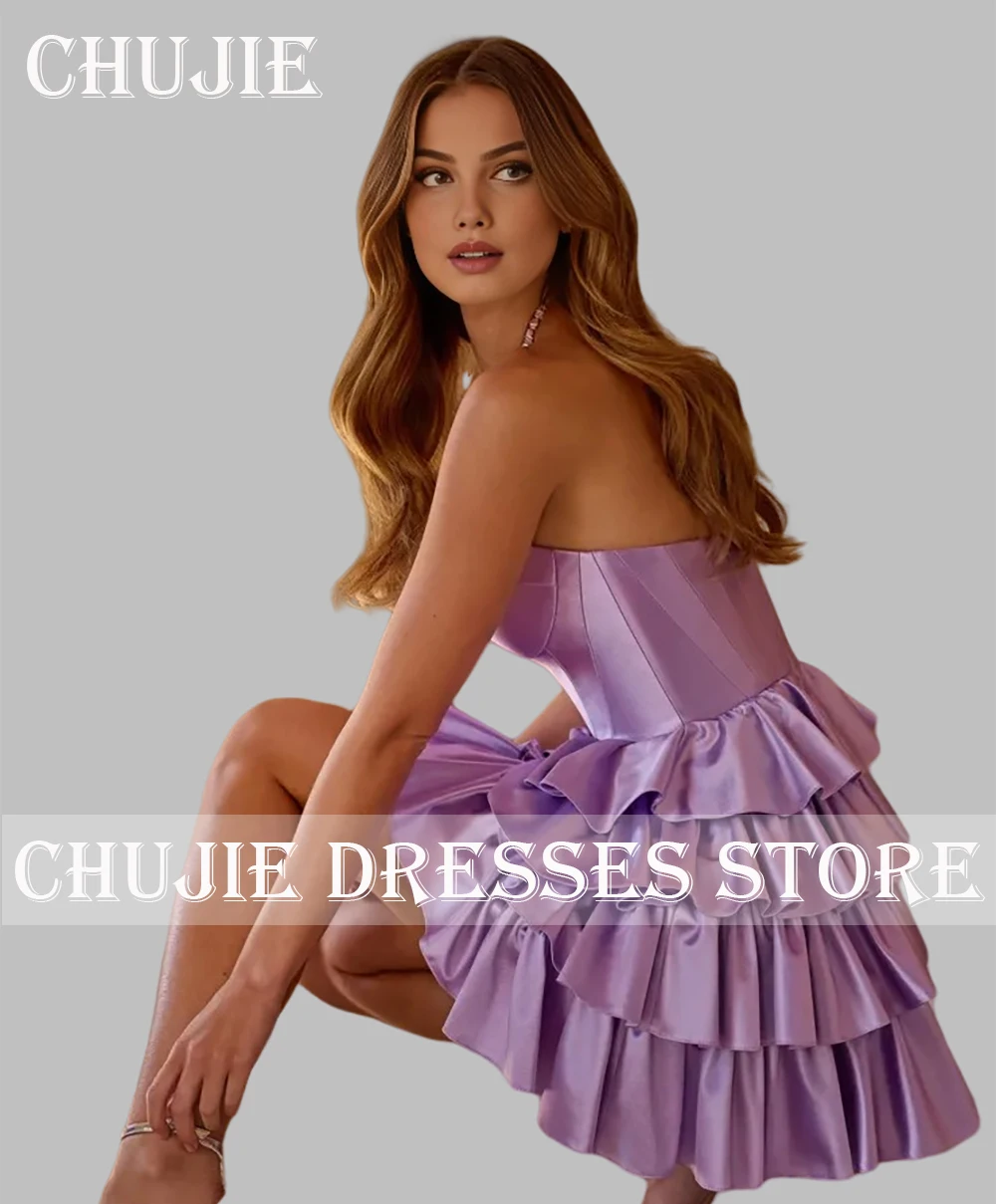 Lilac Tiered Mini Mini Cocktail Dresses For Woman Customized Evening Party Gowns BIrthday Homecoming Dresses vestidos graduación