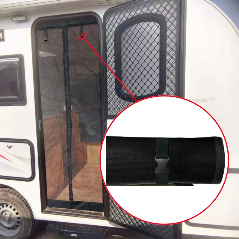 1pc Caravan Entrance Entry Door Mosquito Net For Motorhome Caravan Insect Bugs Mosquito Repellent Car Curtain Easy Install