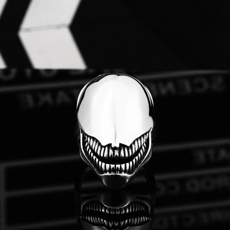 Steel Soldier New Arrive Fashion High Polishing Alien Stainless Steel Skull Punk Ring