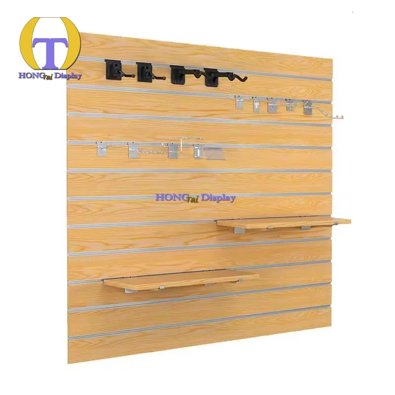 

Custom. Розничный магазин Дисплей Деревянная доска Slatwall Премиум-волоконные доски