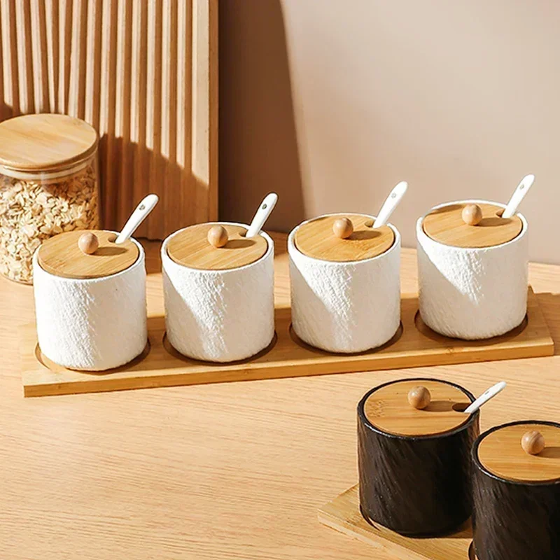 Household Ceramic Seasoning Bottle Jar Seasoning Box Chili Salt Sugar Jar Monosodium Glutamate Seasoning Box Kitchen Supplies 4