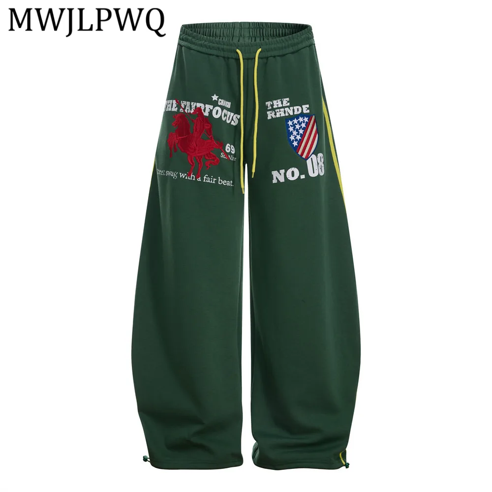 

MWJLPWQ Men's Retro Streetwear Sweatpants With Vintage Graphic Print Drawstring Waist And Loose Fit For Casual Wear Autumn 15648