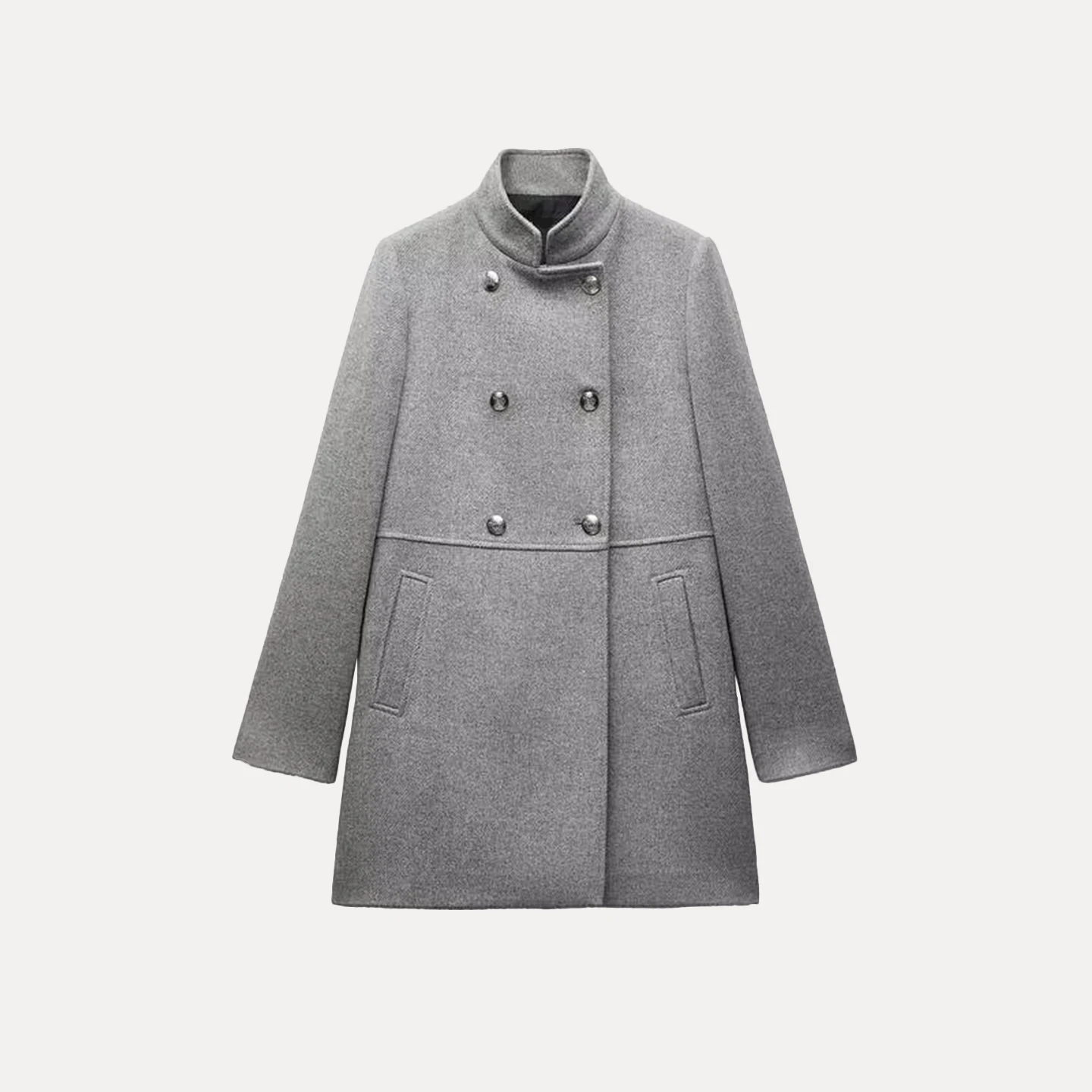 Z Women's Faion Mixed Fiber Double Breasted Stand Collar Coat 2025 New Sle Autumn Season Other Material 00%