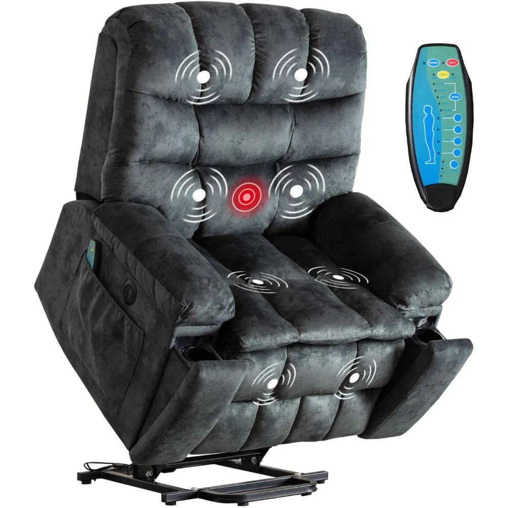 NEW Phoenix Home Large Power Lift Recliner with Massage and Heat for Elderly, Heavy Duty & Safety Motion Reclining Mechanism