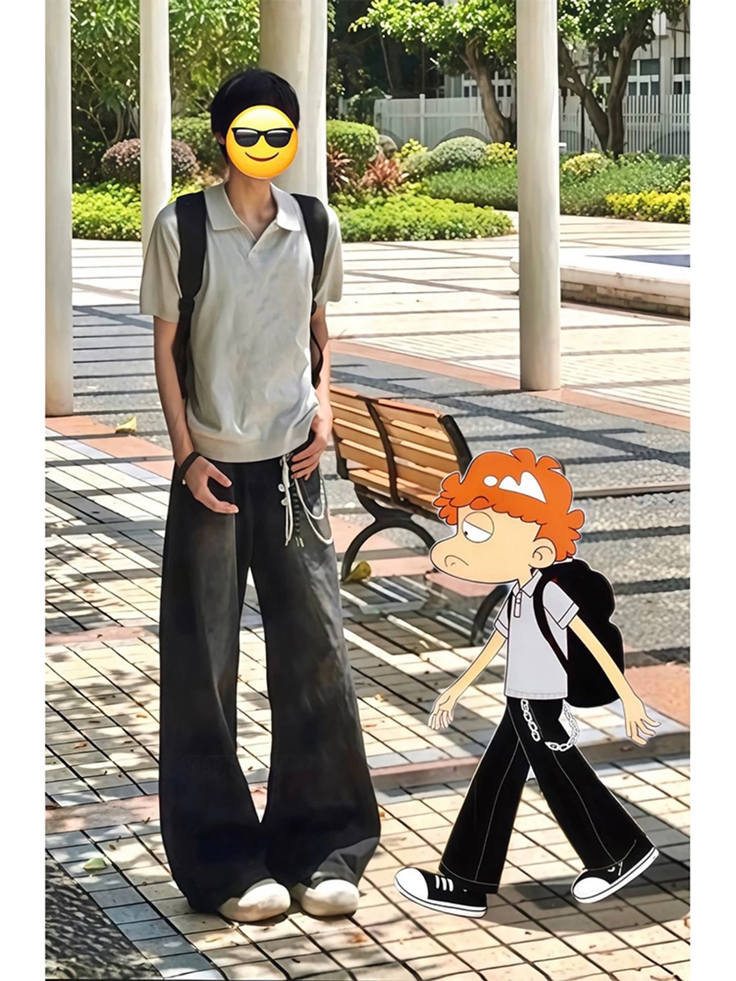 

Waed Bla Jeans Men's Summer Trendy Loose Straight Leg Jeans Cotton Polyester Blend Wear Resistant Straight Cut Jeans