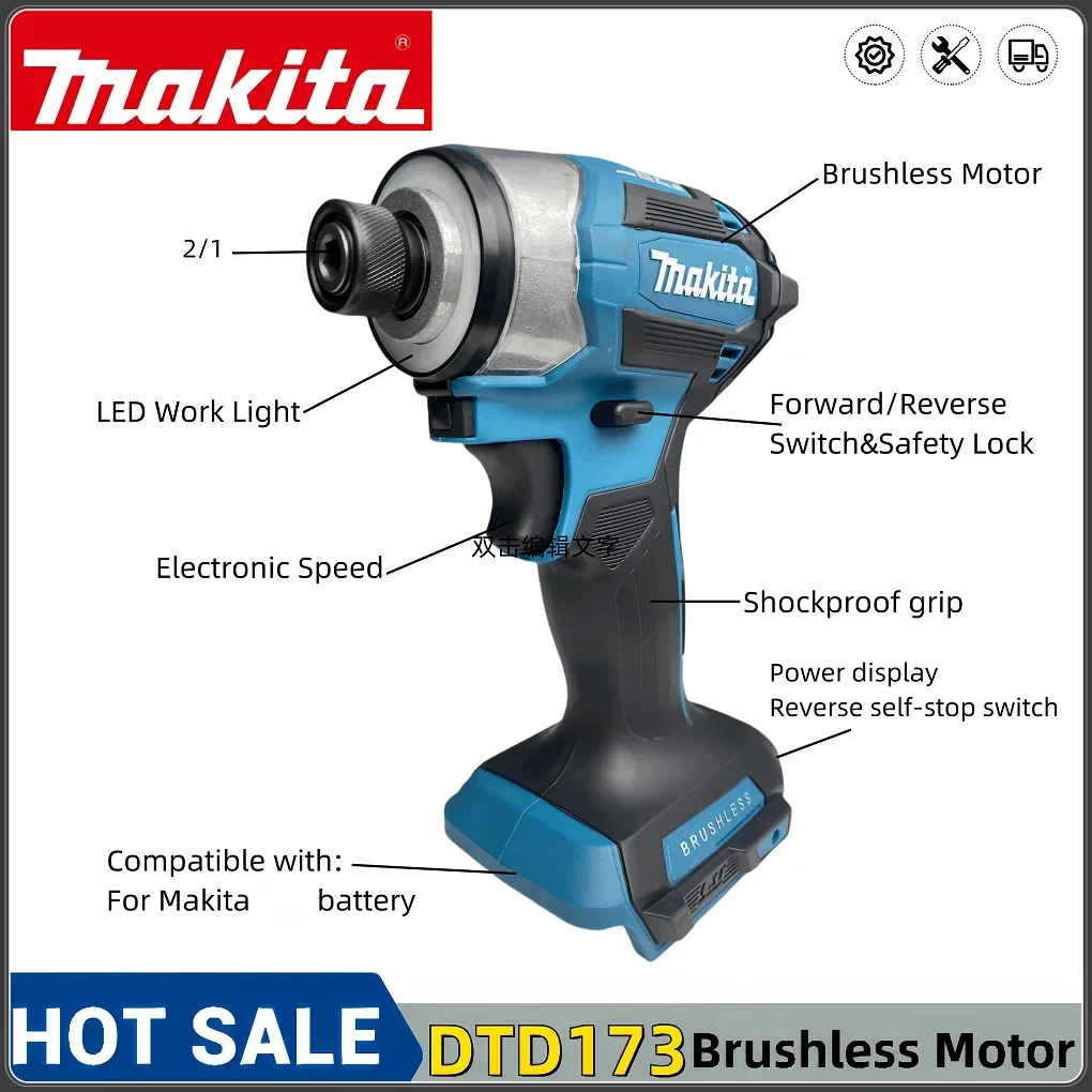 Makita DTD173 1800rpm Cordless Impact Driver 180Nm Brushless Motor Electric Drill Wood/Bolt/T-Mode For Makita 18V