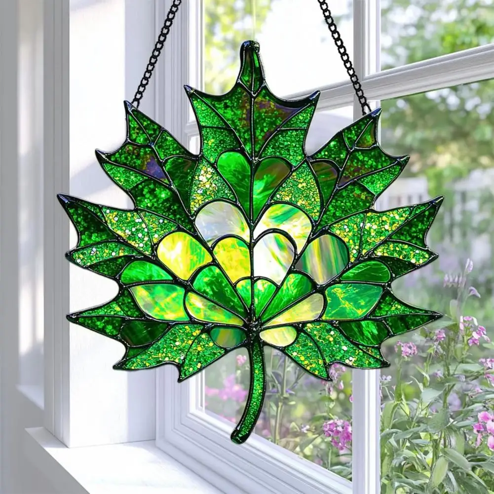 Maple Suncatcher Maple Leaf Window Hanging Handcrafted Maple Leaf Fall Ornament Suncatcher Set Stained Glass for Thanksgiving