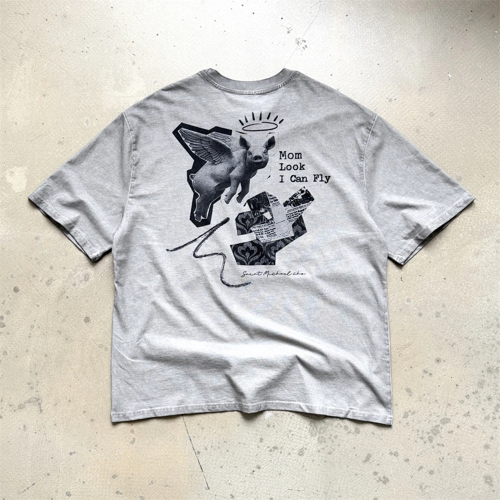 MOM LOOK I CAN FLY Saint I CAN NOT DO IT T-Shirts Men Women Heavy Fabric Tee T Shirt