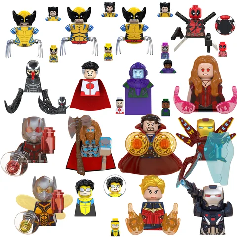 Blind Box Mini Building Blocks TV6205 Figures Big Goblin Spiderman Iron Man Venom Captain Hawk Deadpool Armor Christmas Gift Toy