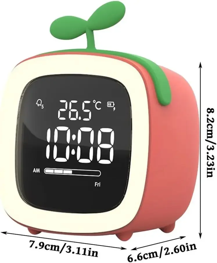 Cartoon Mini Alarm Clock Cute TV Night Light Rechargeable Digital
