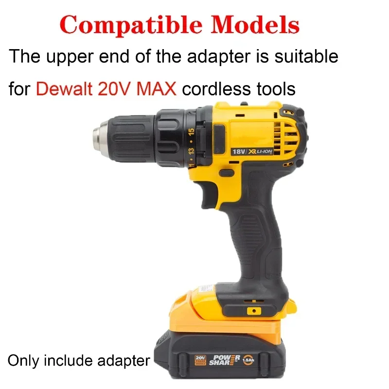 Convertidor de batería de herramientas para Worx 20V a DeWalt 18/20V Convertidor de herramientas de batería de iones de litio Compatible con la serie de herramientas DeWalt 18/20V