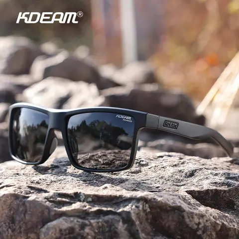 KDEAM TR90 Square Polarized Sunglasses Mirrored Reflective Lenses Rubber Nose Pad Fishing Driving 160mm Suit For Big Head