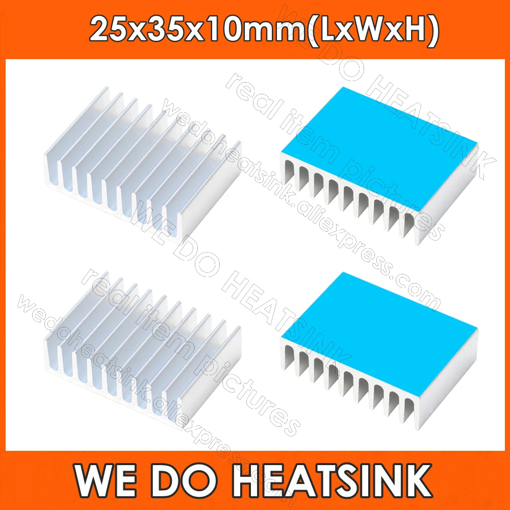 

Wholesale 25x35x10mm Silver Aluminum Heatsink Cooling For IC CPU DIP With Thermally Conductive Adhesive Transfer Tape Applied