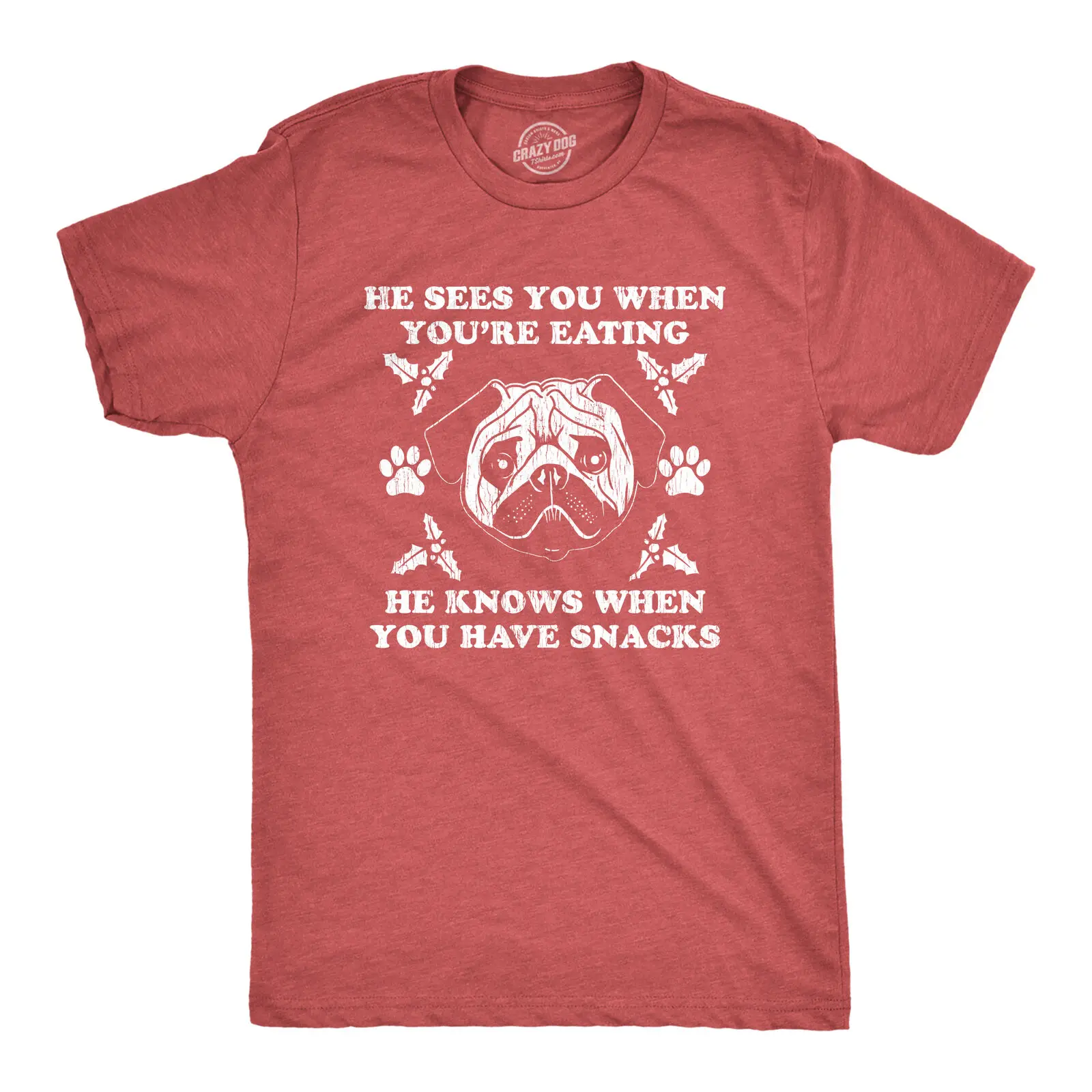 Mens He Sees You When You're Eating He Knows When You Have Snacks Tshirt