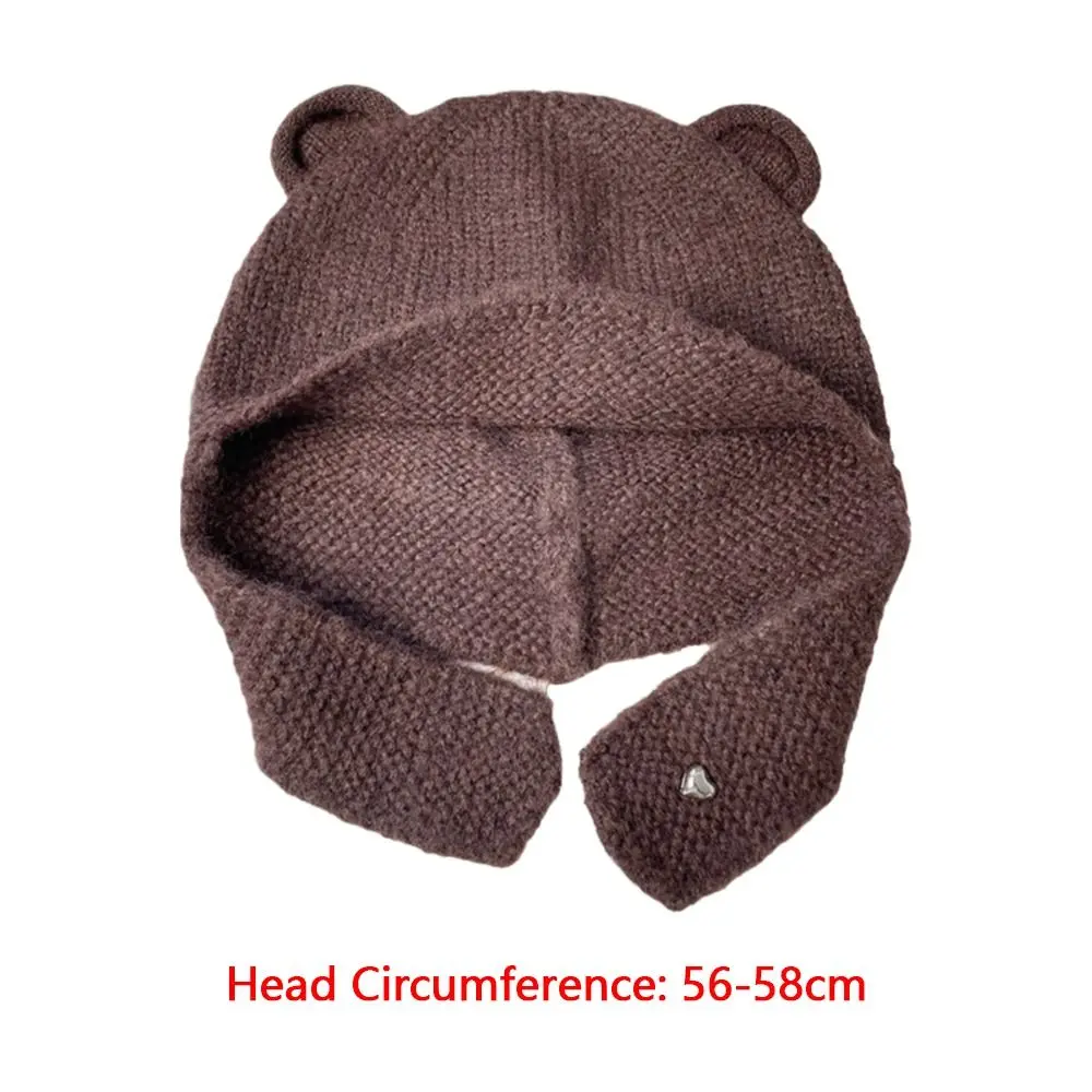 Topi Rajut Telinga Beruang Lucu Modis, Topi Hangat Anti Angin dan Dingin, Pelindung Telinga untuk Wanita