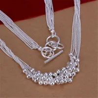 Silver Plated Charm Necklace Fashion Jewelry Beads For Woman High Quality Chain Women Lady N002