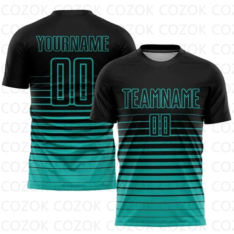 Customized Black Stripe Football Jerseys for Men Unisex Football Short Sleeves Athletic Tee Shirts