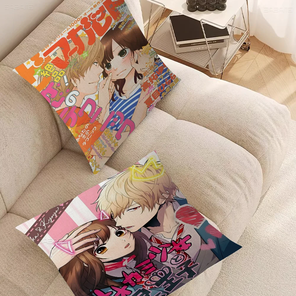 Wolf Girl and Black Prince Pillow Covers Cartoon Sofa Decorative Home Double-sided Printing Short Plush Cute Cushion Cover