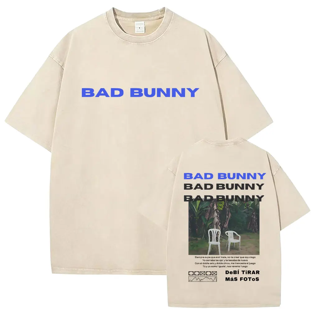 

Washed Vintage Rapper Bad Bunny DeBi TiRAR MaS FOToS DTMF Tour 2026 T-shirt Men Women Hip Hop Oversized Short Sleeve Streetwear