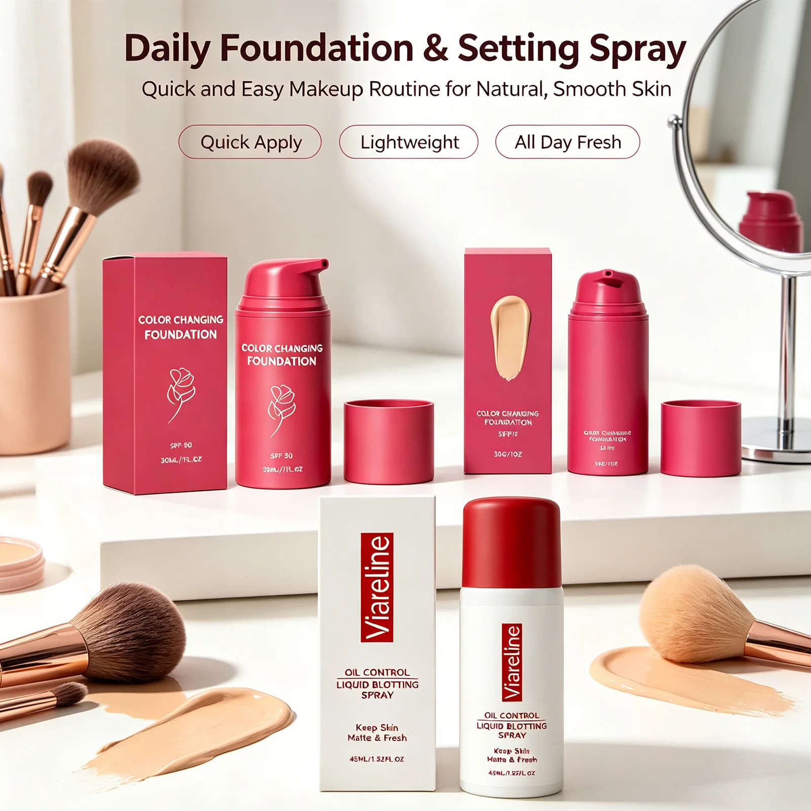 Heat Protectant Spray - Thermal Color Changing Foundation Natural Shade