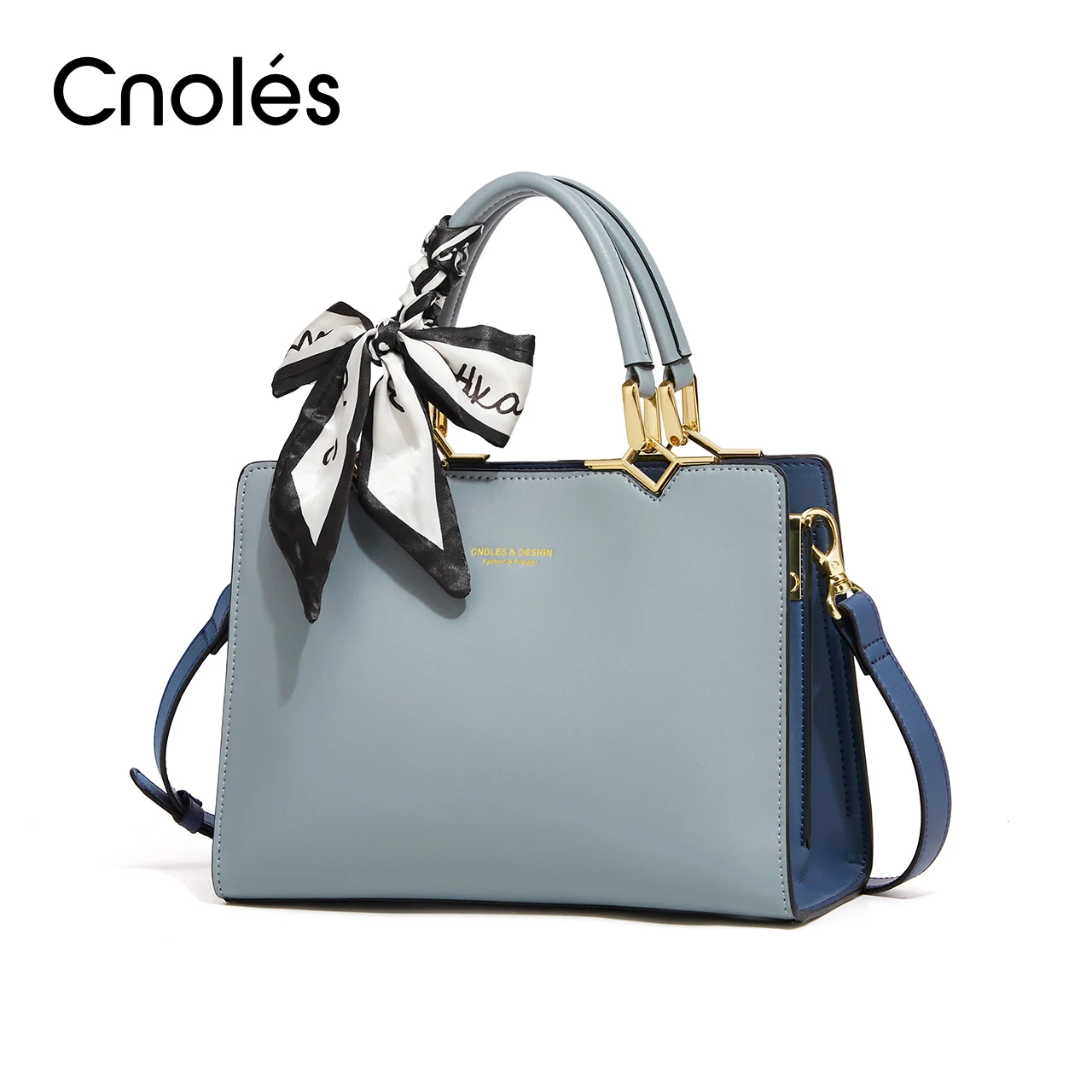 Cnoles-Bolsas elegantes de seda azul para mulheres, lenços de seda, sacola, bolsas de ombro, bolsa com alça superior, designer, novas