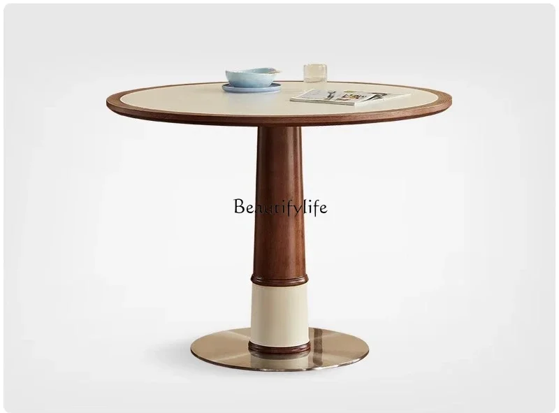 

ld 14 Medieval dining table North American black walnut rock slab solid wood round dining table