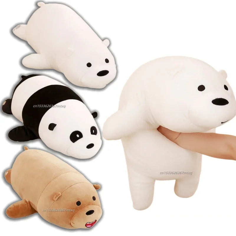 

Милые плюшевые игрушки-медведи We Bare Bears: мягкие плюшевые игрушки-подушки в виде гризли, ледяного медведя и панды, подарки для девочек