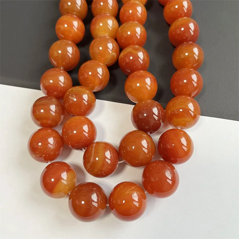 Imagem -02 - Grande Laranja Vermelho Sardonyx Tarja Ágata Gem Pedra Preciosa de Seda Minerais Cura Energia Natural Grânulos de Pedra para Fazer Jóias Diy 20 mm