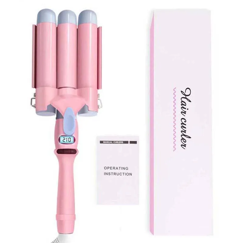 

Плойка для завивки волос с ЖК-дисплеем, профессиональные керамические щипцы для завивки волос, 3-створчатые щипцы для завивки волос, модные инструменты для укладки волос